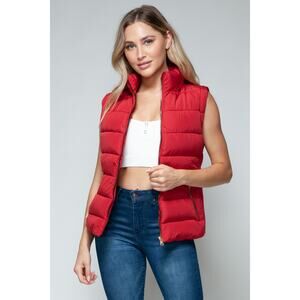 SNOBBISH Red Zip Up Turtleneck Puffer Vest Full Zip Pockets New Fall Winter